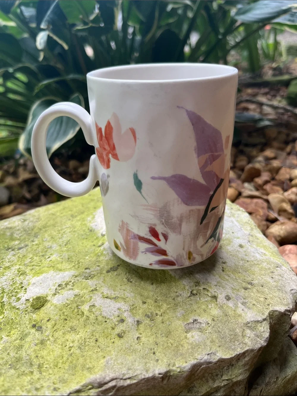 Anthropologie Floral 'Bloom & Grow' Mug in Red, Green, Cream